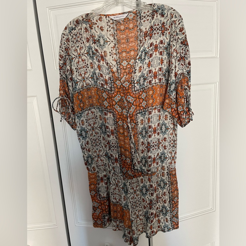 Bcbgeneration Bohemian Patterned Romper - Size Me… - image 1